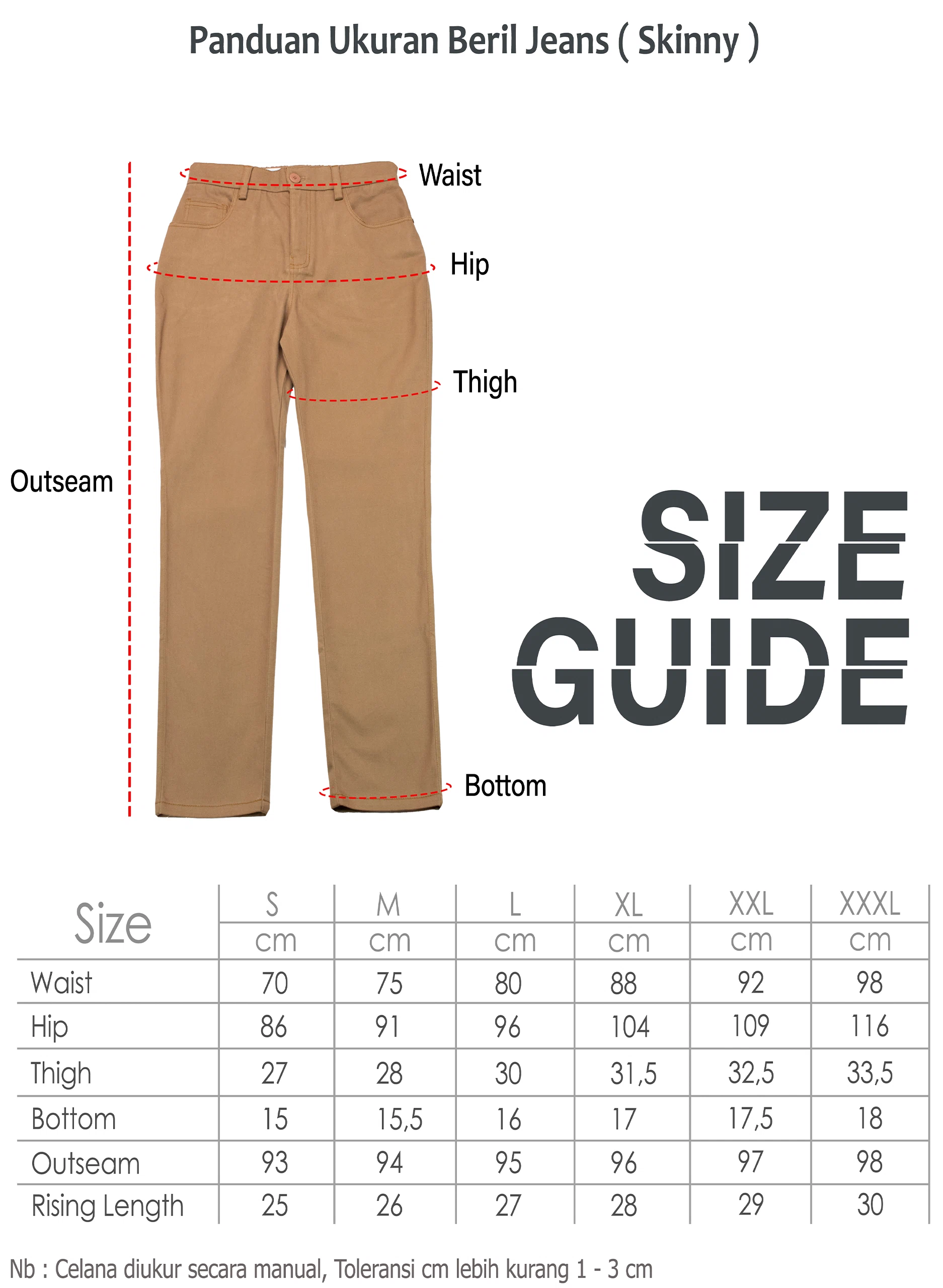 beril size chart